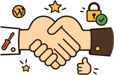 Deux mains qui se serrent illustrant la confiance pour une infogérance WordPress avec hébergement